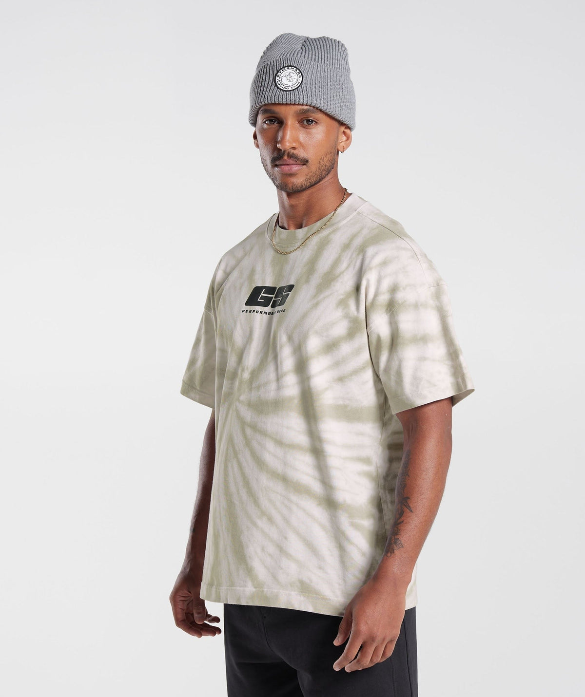 Gymshark Rest Day Tee - White/Mushroom Brown/Spiral Optic Wash