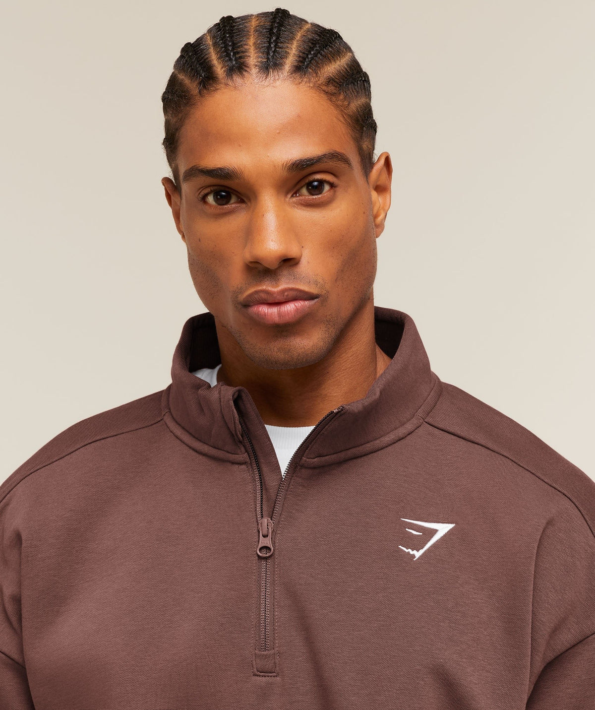 Gymshark Crest Oversized 1/4 Zip - Espresso Brown