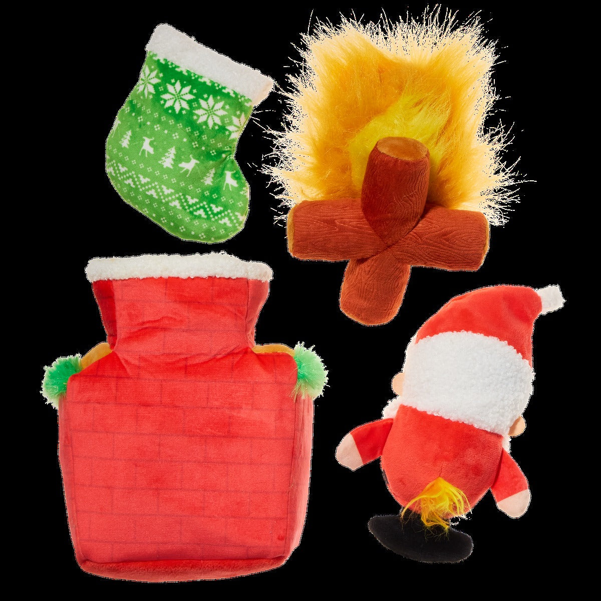Mutts Be Santa Plush Extra-Large + Enrichment + Multi-Part Dog Toy