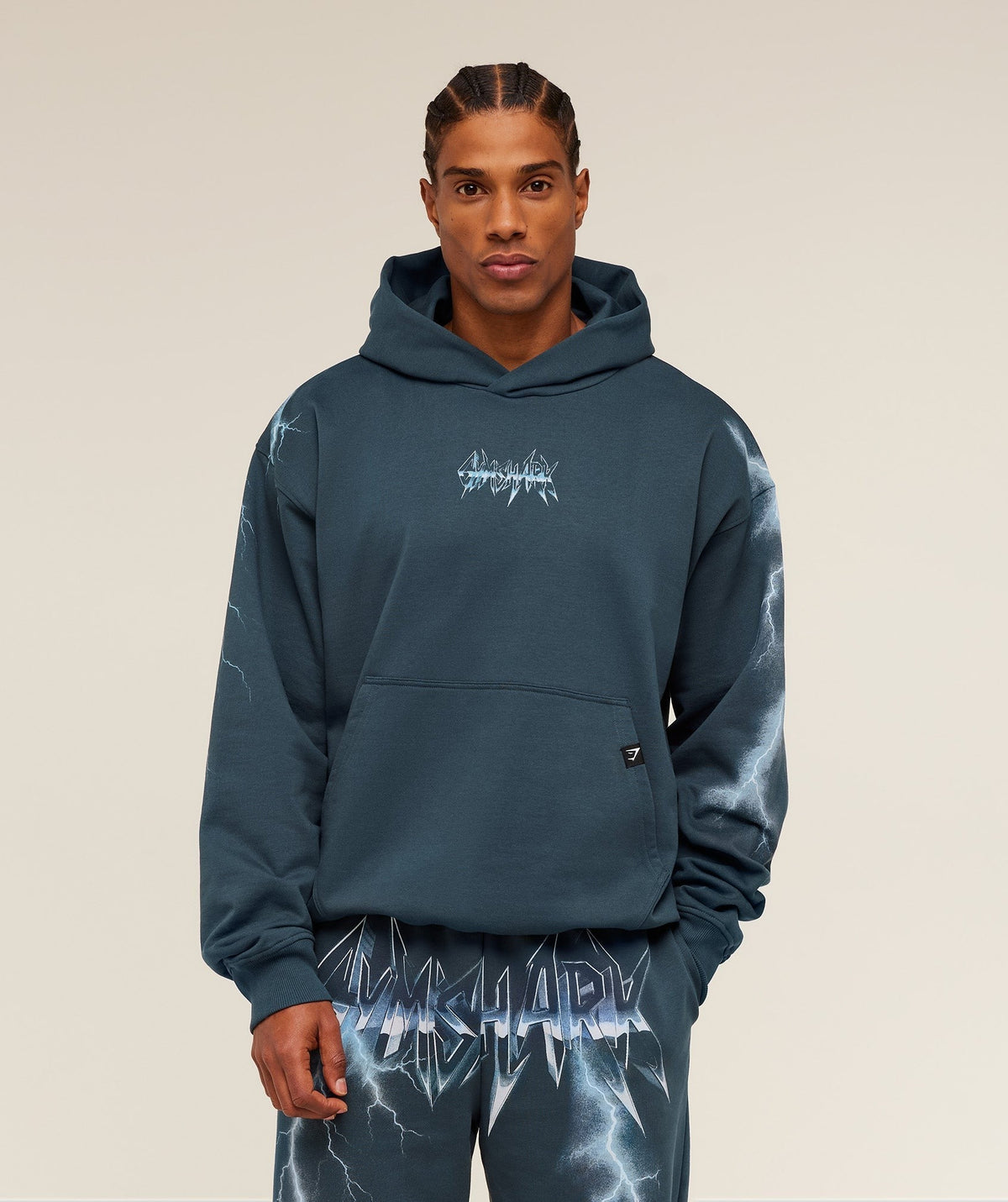 Gymshark Eagle Band Style Graphic Hoodie - Stealth Blue