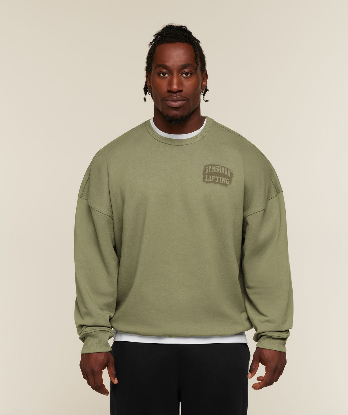 Gymshark Faded Lifting Graphic Sweatshirt - Grounded Green