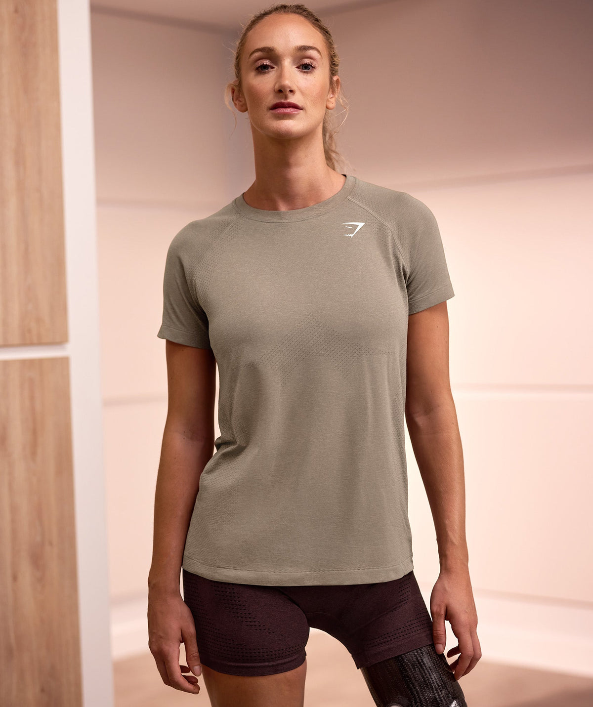 Gymshark Vital Seamless 2.0 Light Tee - Vanilla Brown Marl