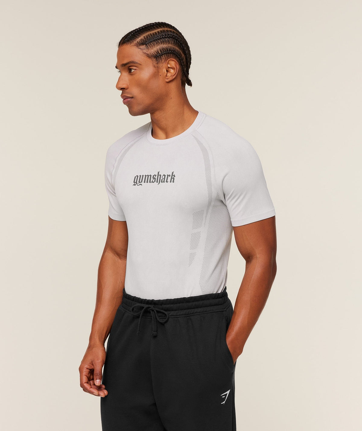 Gymshark Grunge Seamless Tee - Metal Grey/Silver Grey