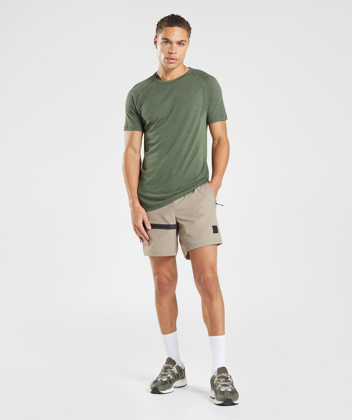 Gymshark Retake Seamless Tee - Core Olive/Black Marl