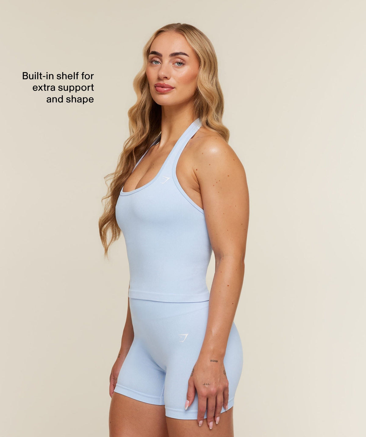 Gymshark Adapt Solid Halter Neck Tank - Tranquil Blue