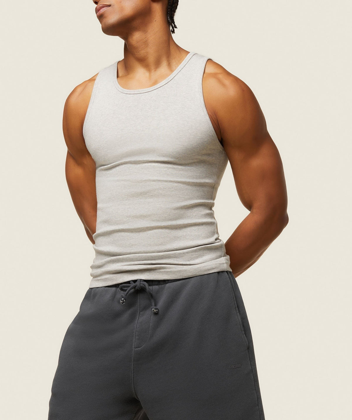 Gymshark Lifestyle Ribbed Tank - Light Grey Core Marl