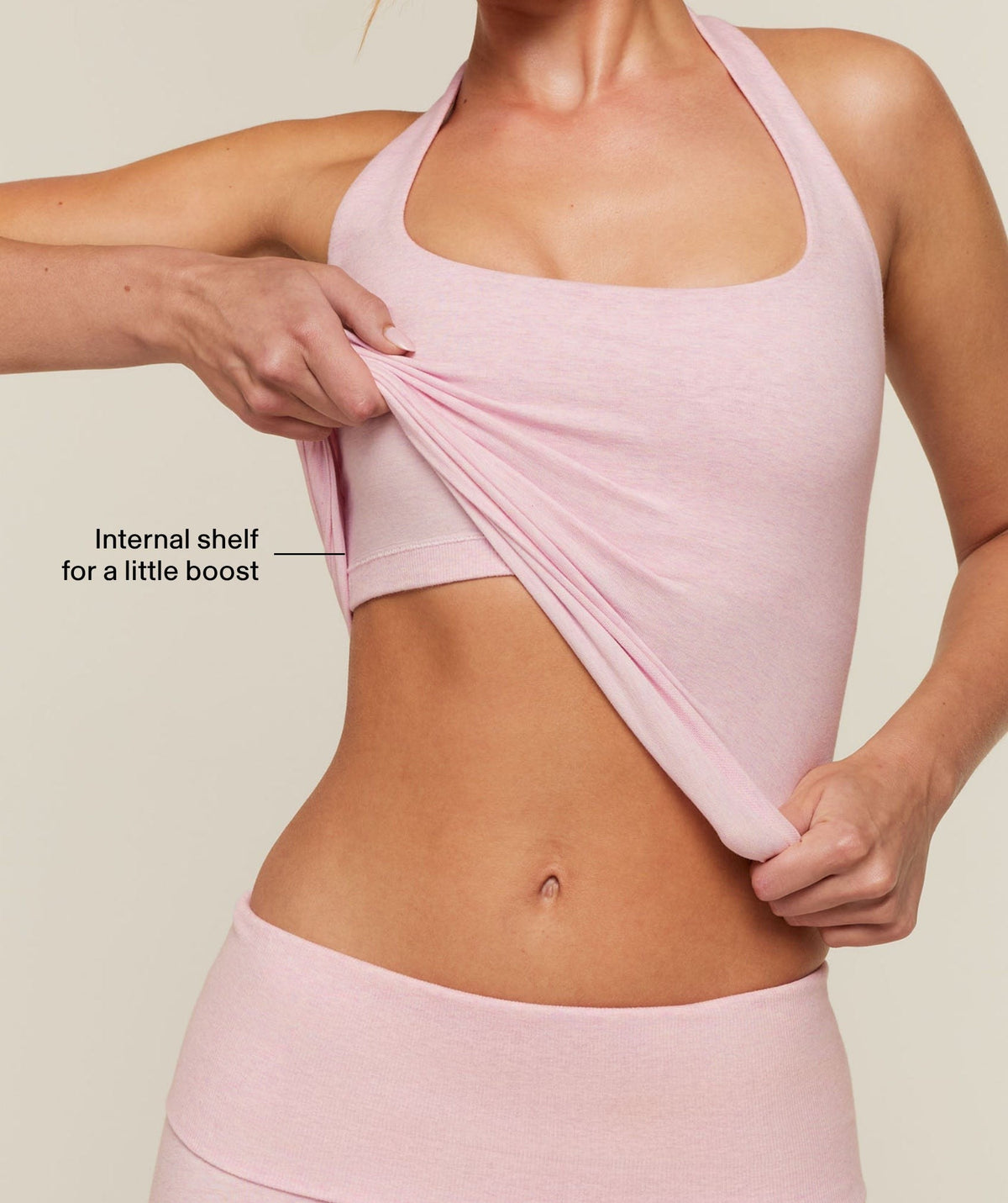 Gymshark CottonMoveTM Halterneck Top - Gentle Pink Marl
