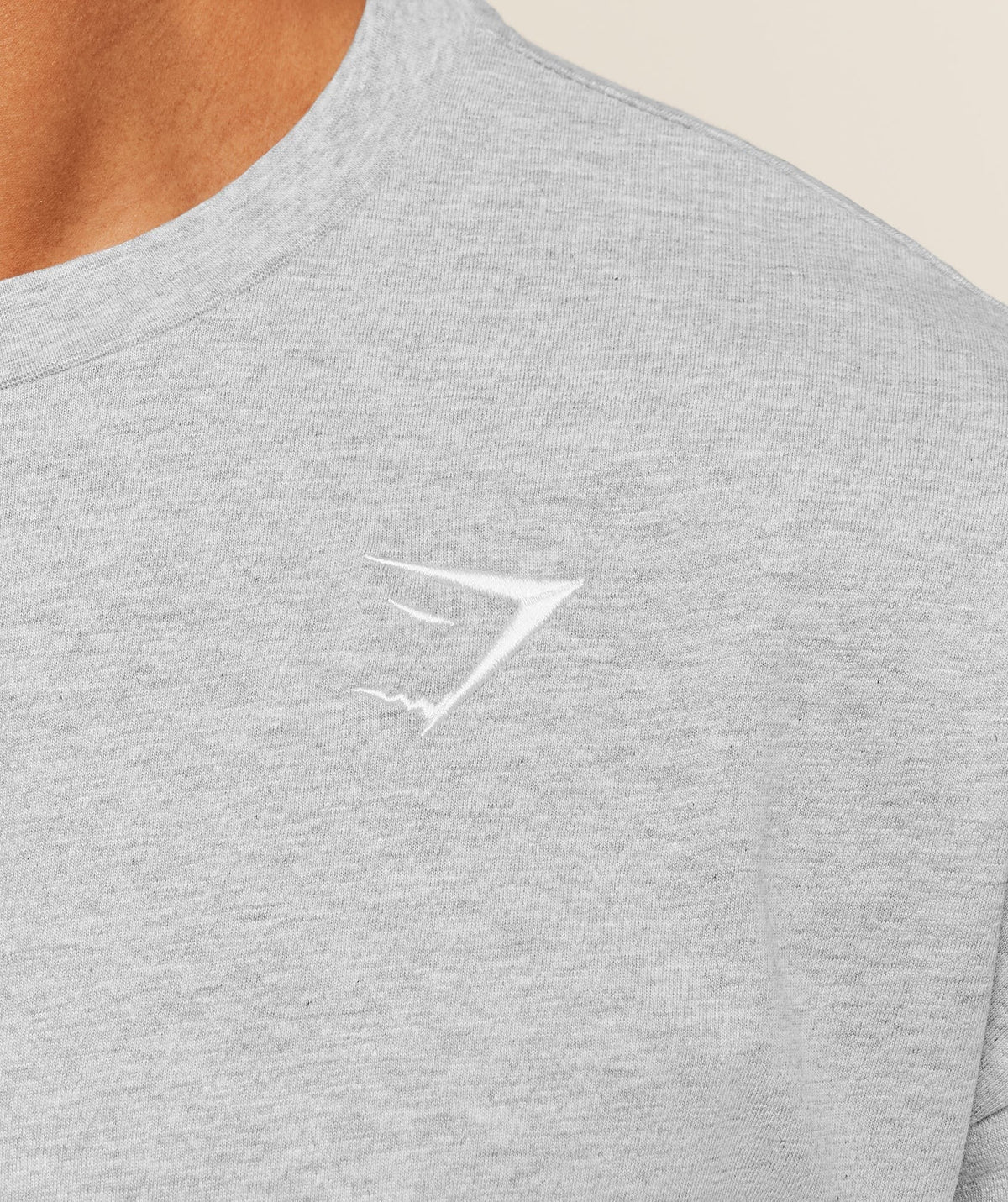Gymshark Crest Oversized Tee - Light Grey Core Marl