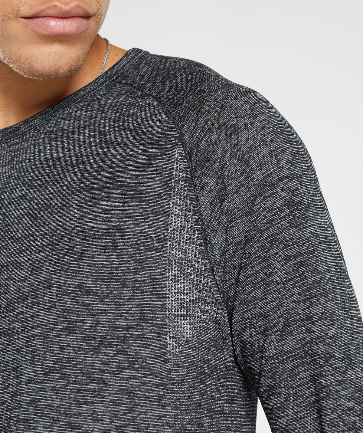 Gymshark Retake Seamless Long Sleeve Tee - Black/White Marl