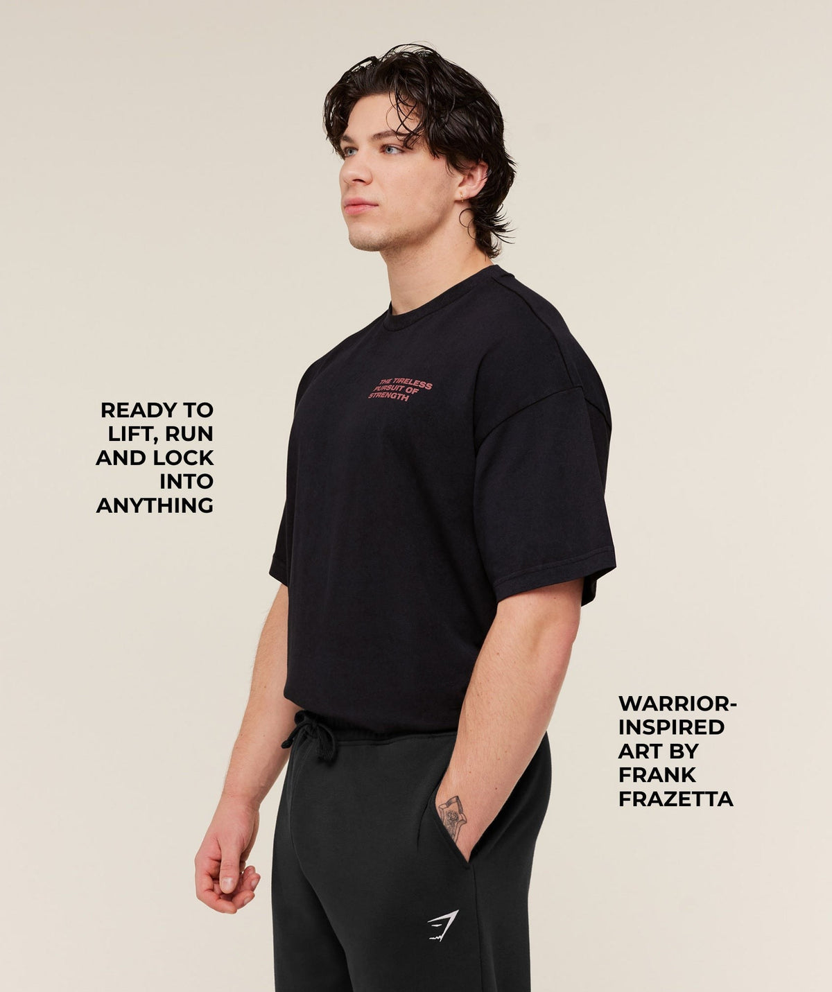 Gymshark Frazetta Graphic Tee - Black/Rust Red