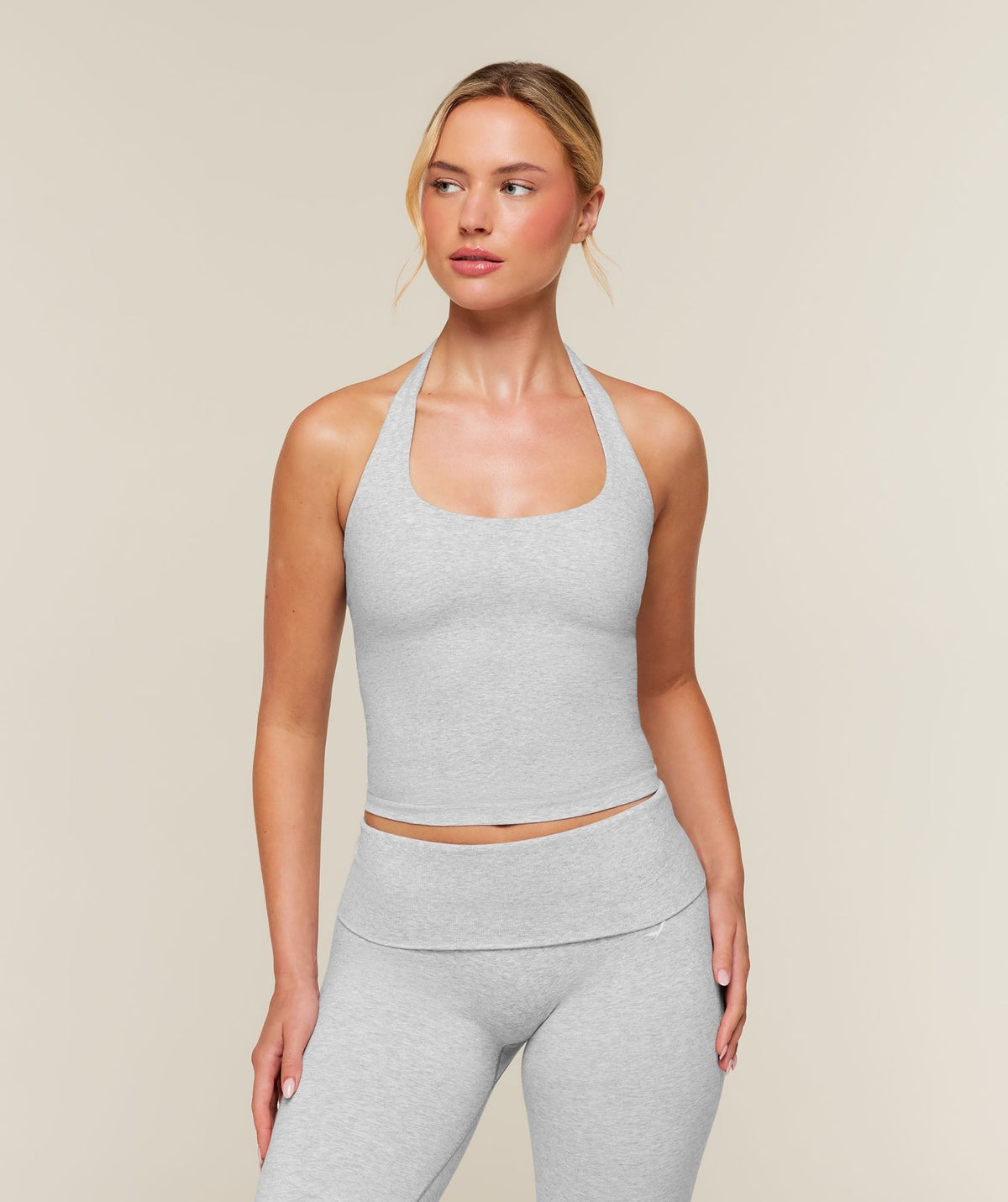 Gymshark CottonMoveTM Halterneck Top - Soft Grey Marl