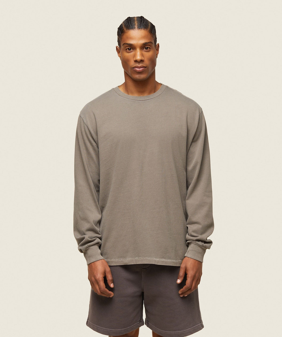 Gymshark Lifestyle Relaxed Long Sleeve Tee - Linen Brown