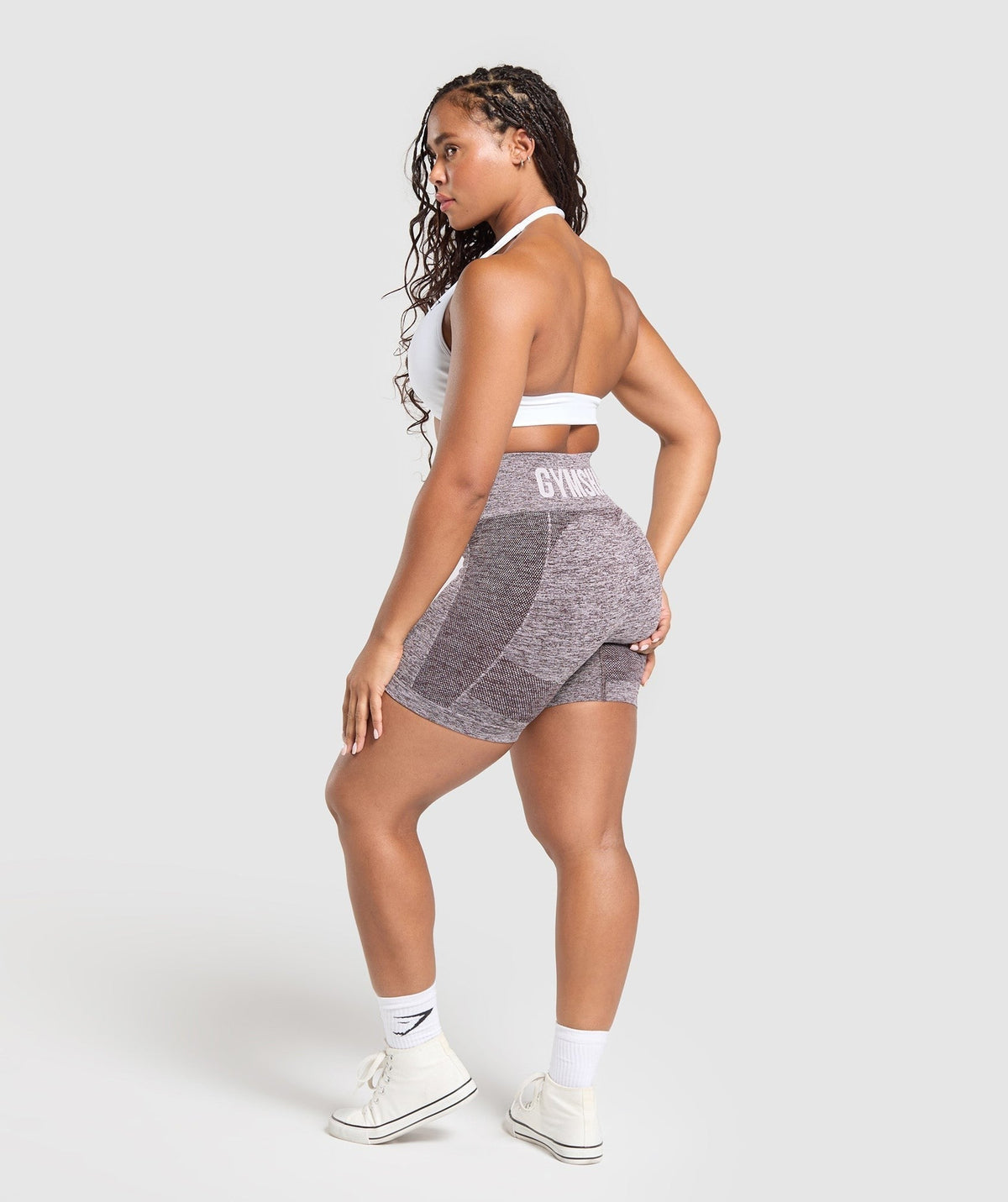 Gymshark Flex Shorts - Plum Brown/White Marl