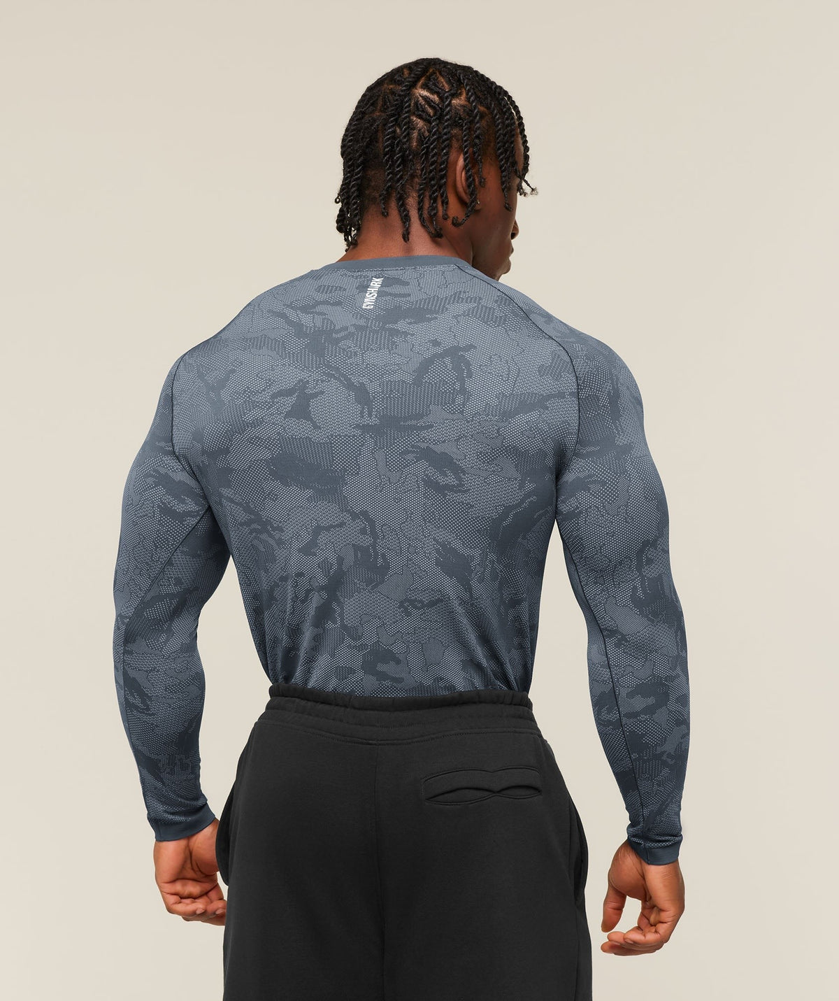 Gymshark Geo Seamless Long Sleeve Tee - Shadow Blue/Tranquil Blue