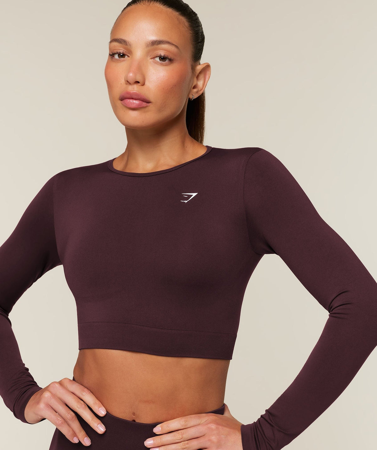 Gymshark Everyday Seamless Long Sleeve Crop Top - Cherry Purple