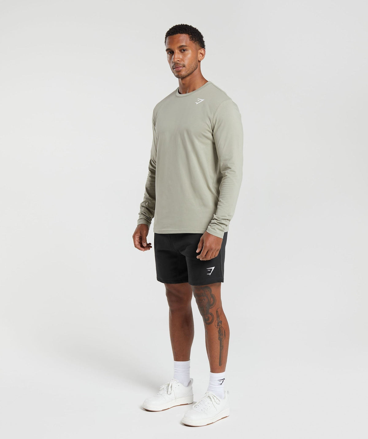 Gymshark Crest Long Sleeve Tee - Stone Grey