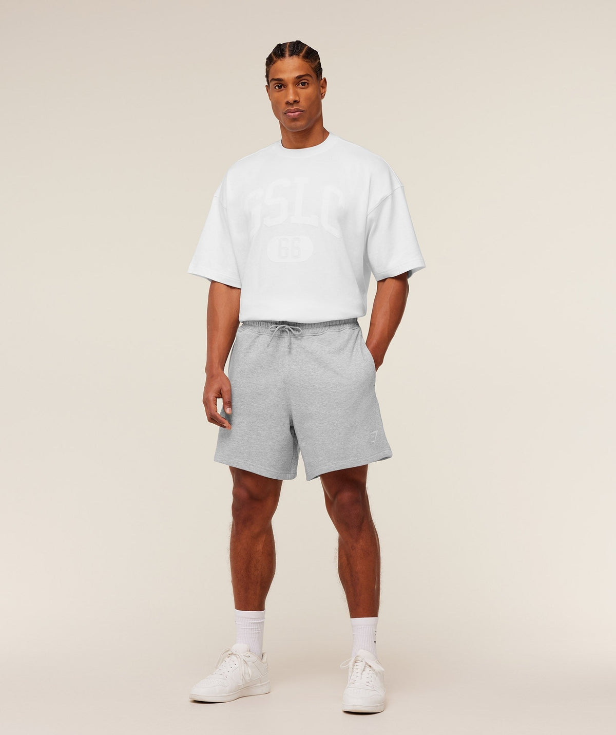 Gymshark Crest Short - Light Grey Core Marl