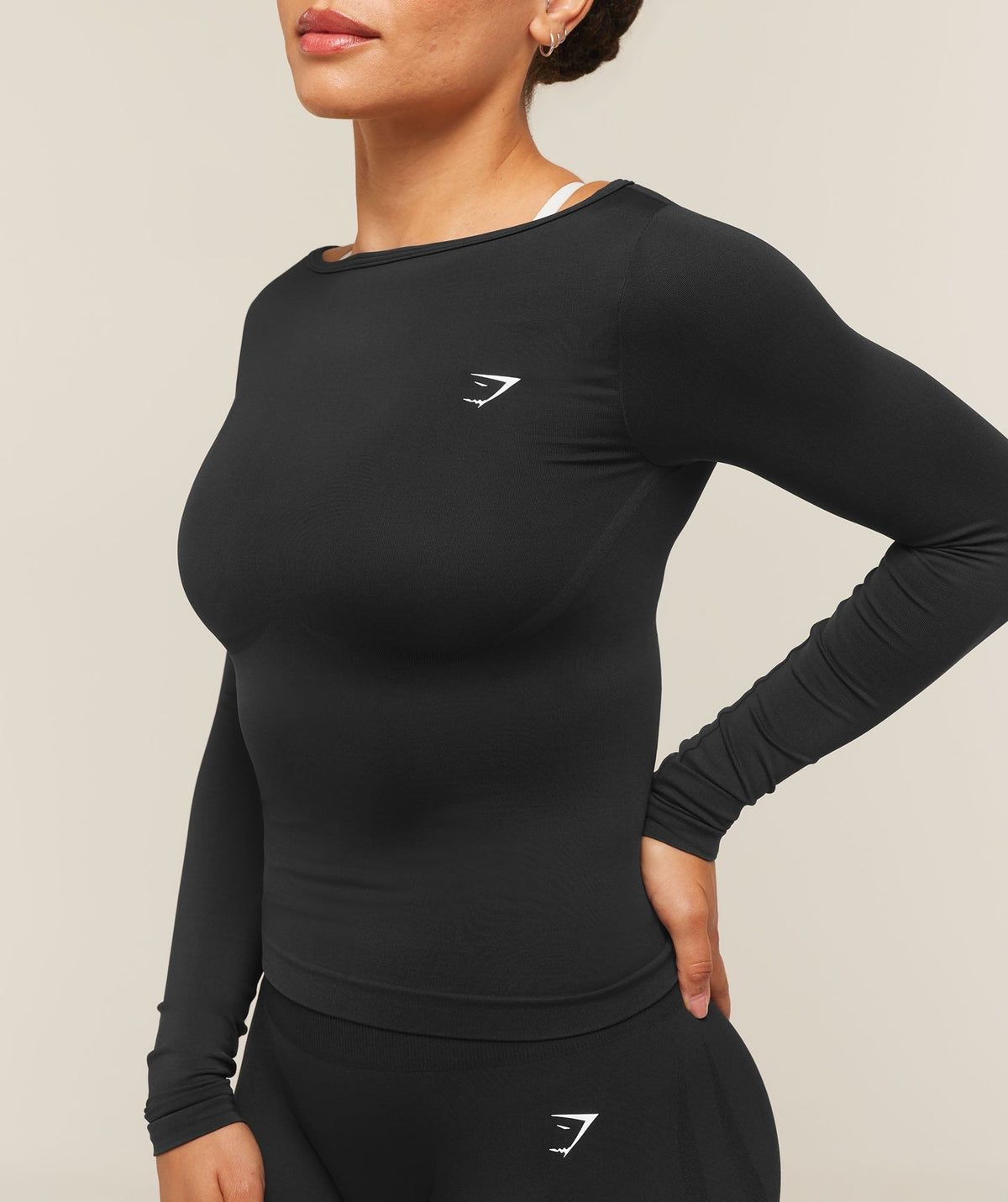 Gymshark Everyday Seamless Wide Neck Long Sleeve Top - Black