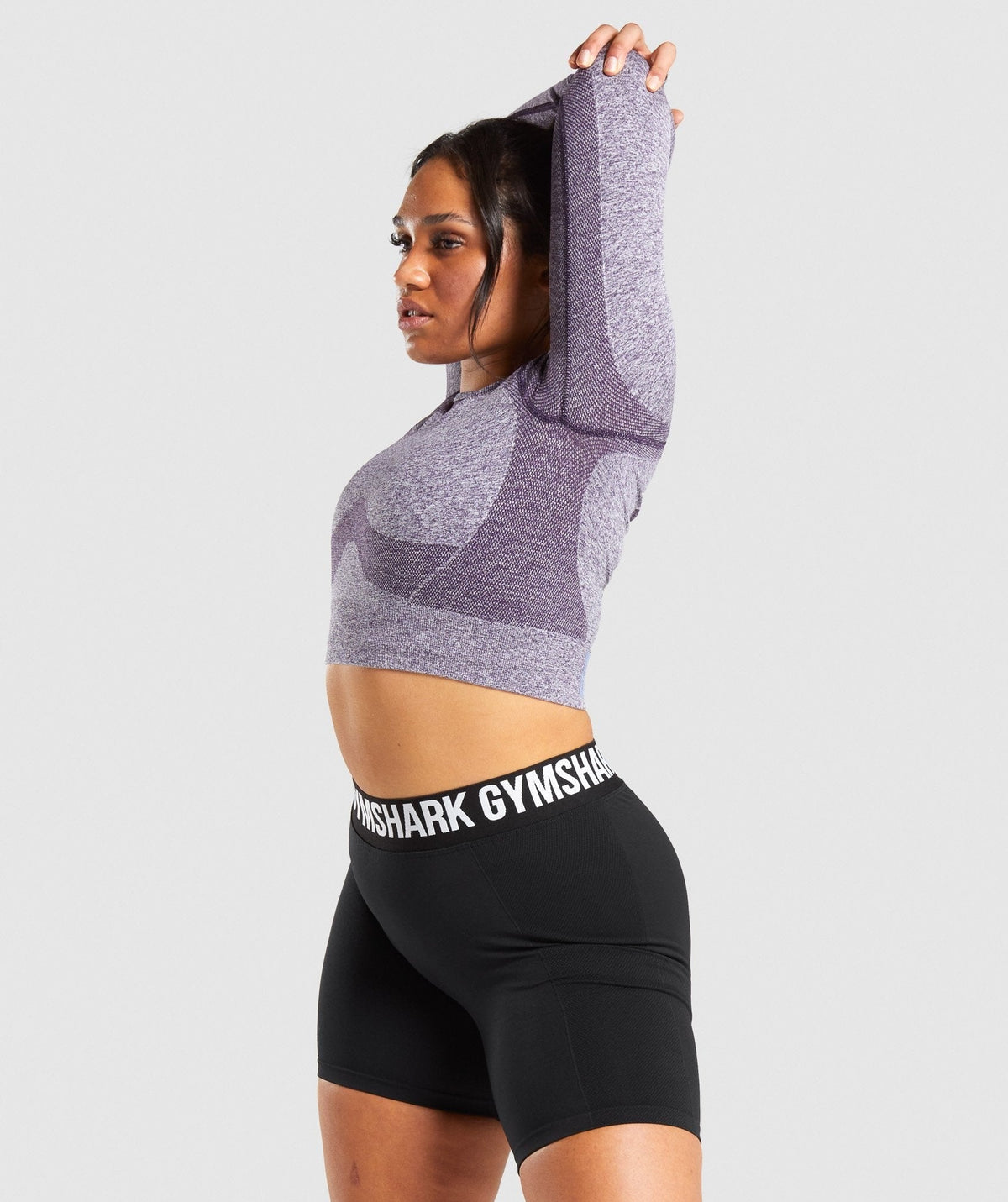Gymshark Flex Sports Long Sleeve Crop Top - Purple Marl