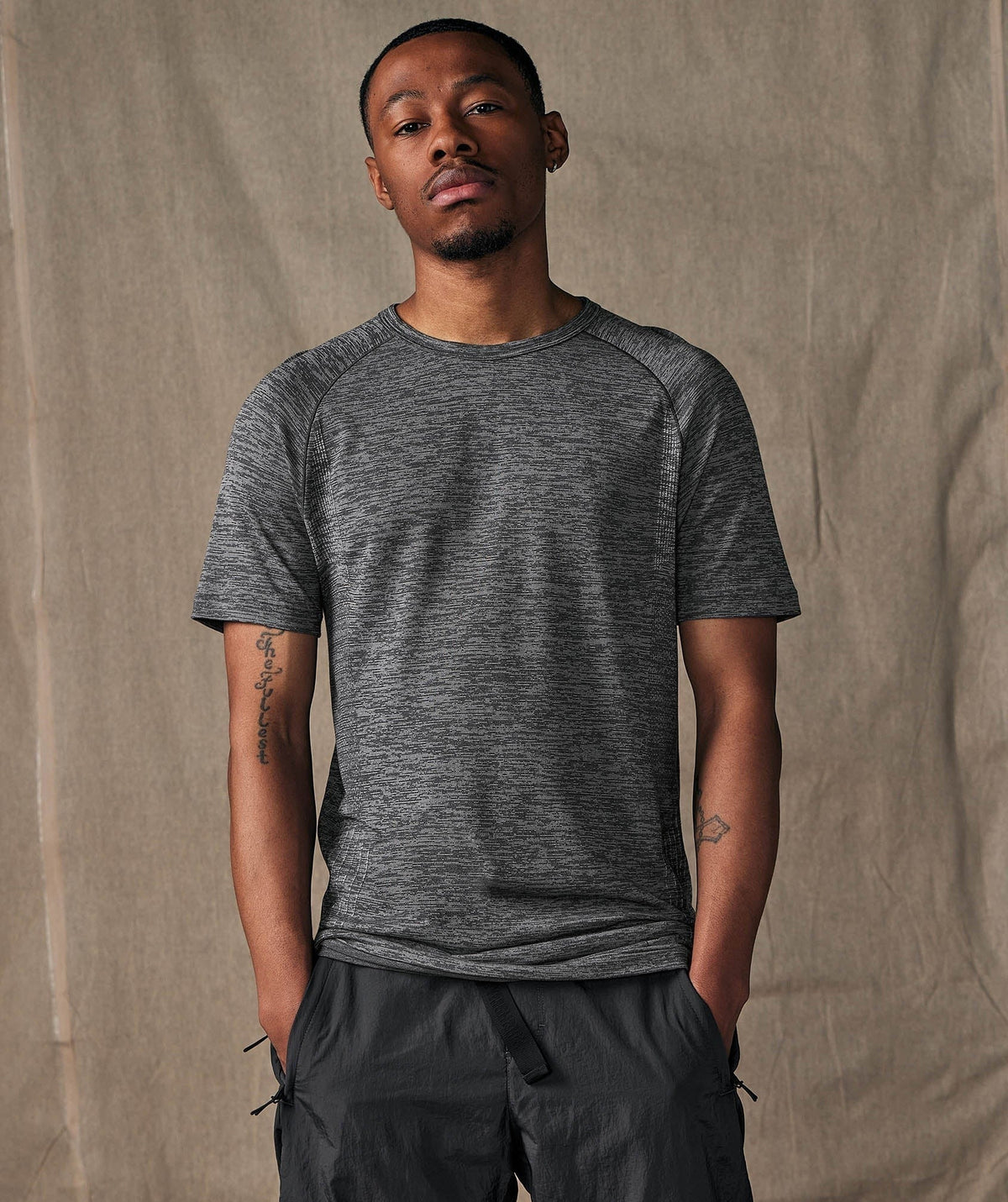 Gymshark Retake Seamless Tee - Onyx Grey/White Marl
