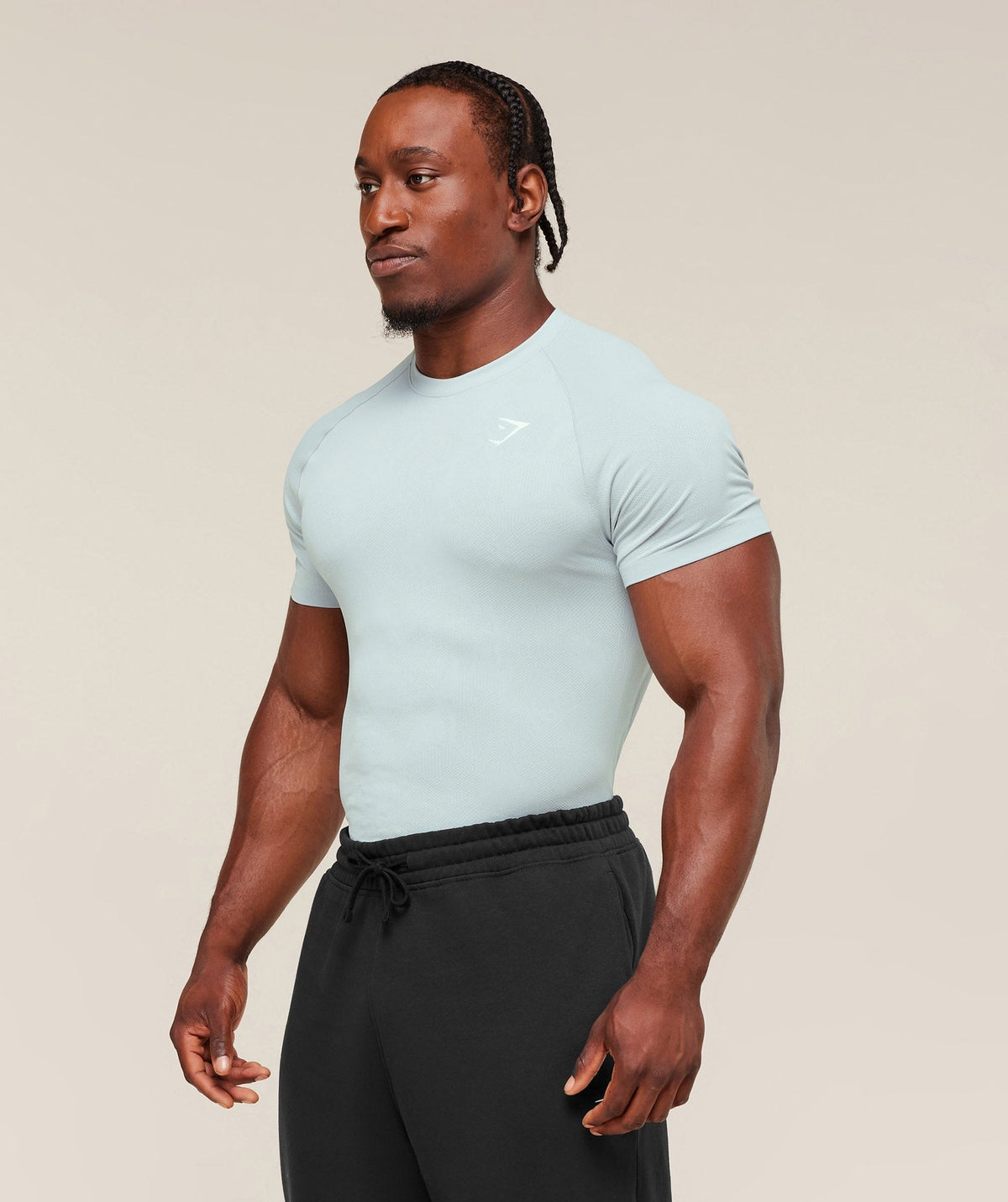 Gymshark Geo Seamless Tee - Smoke Blue/Soft White