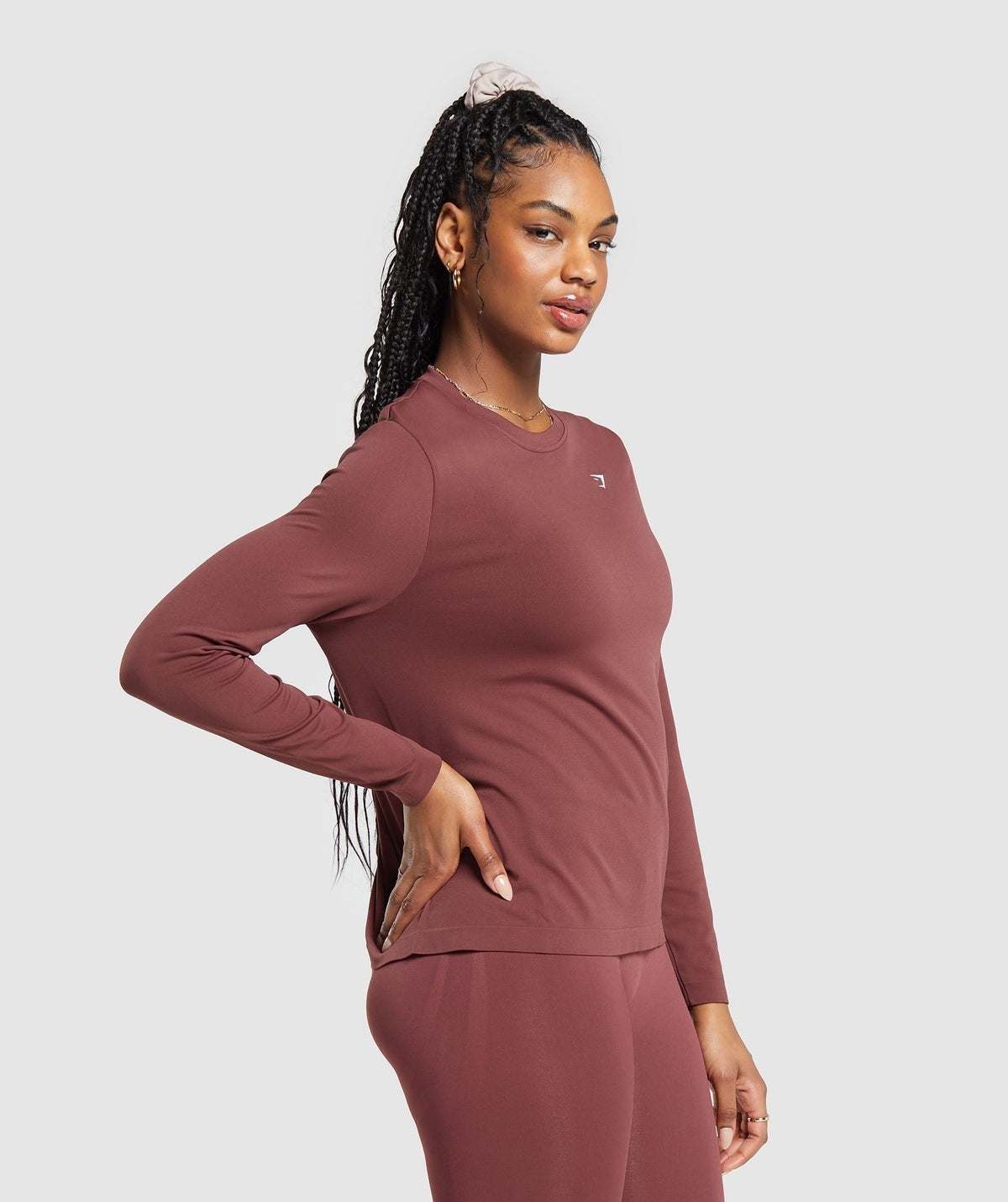 Gymshark Everyday Seamless Long Sleeve Top - Burgundy Brown