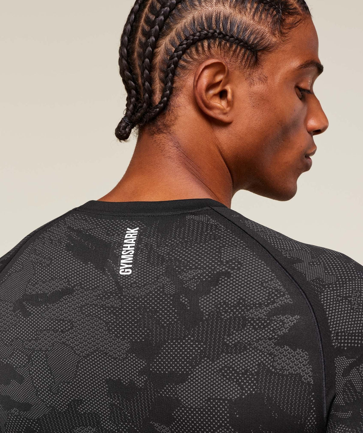 Gymshark Geo Seamless Long Sleeve Tee - Black/Charcoal Grey