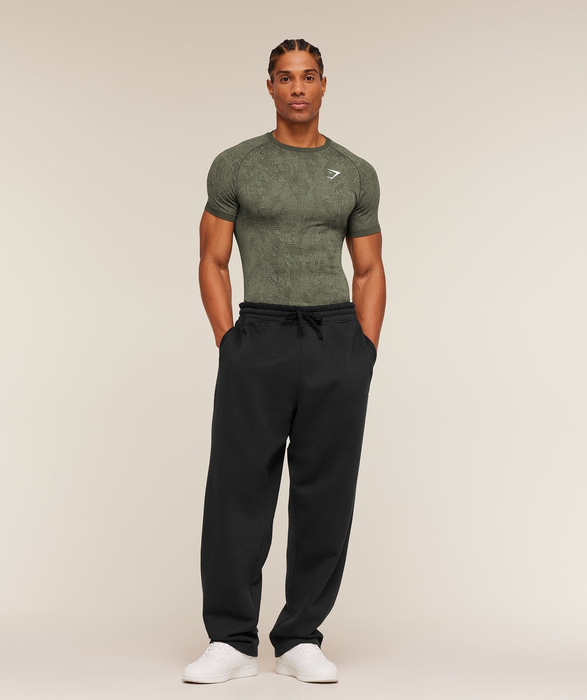 Gymshark Geo Seamless Grid Tee - Strength Green/Haze Green
