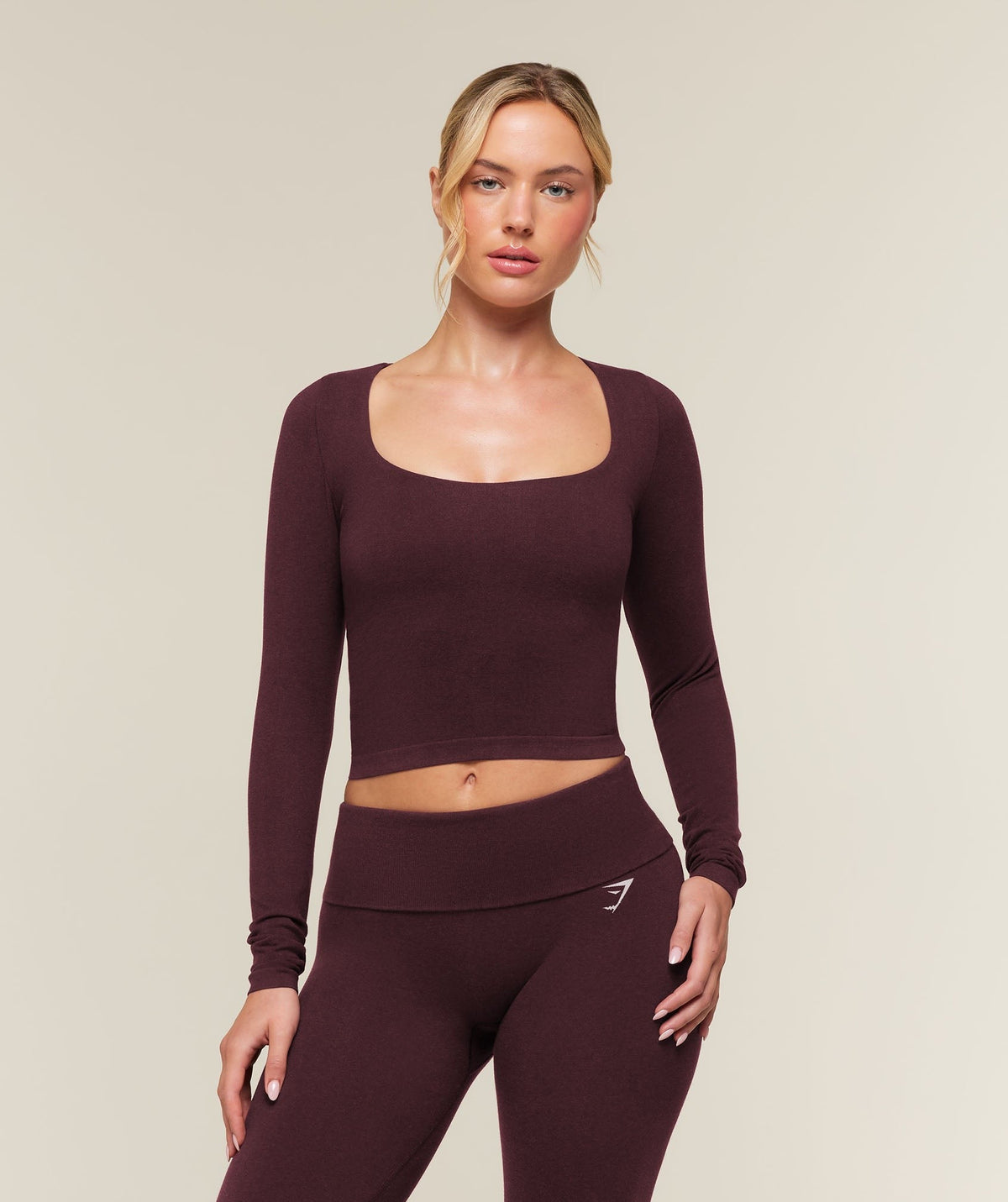 Gymshark CottonMoveTM Midi Long Sleeve Top - Calm Purple Marl