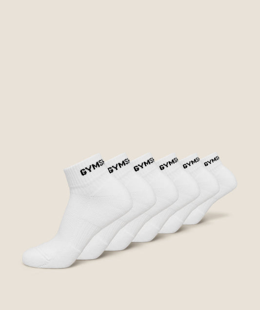 Gymshark Quarter Sock 6pk - White
