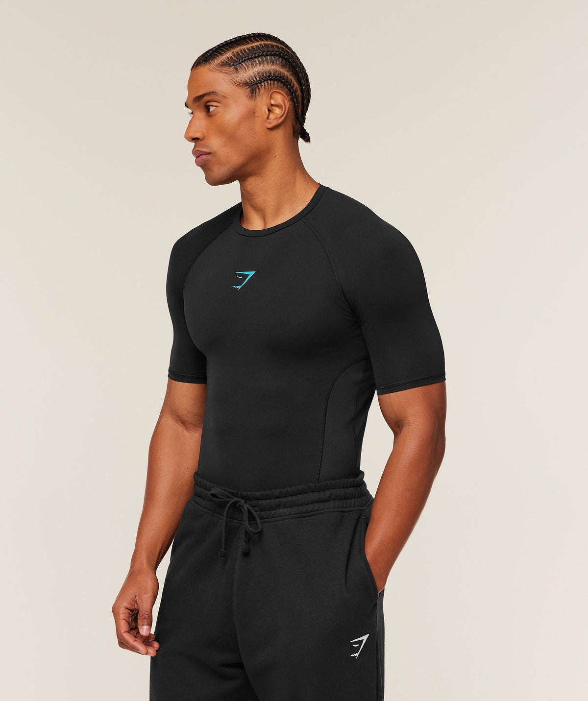 Gymshark Element Baselayer Tee - Black/Brand Blue