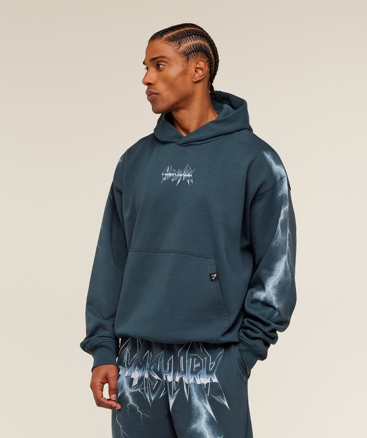 Gymshark Eagle Band Style Graphic Hoodie - Stealth Blue