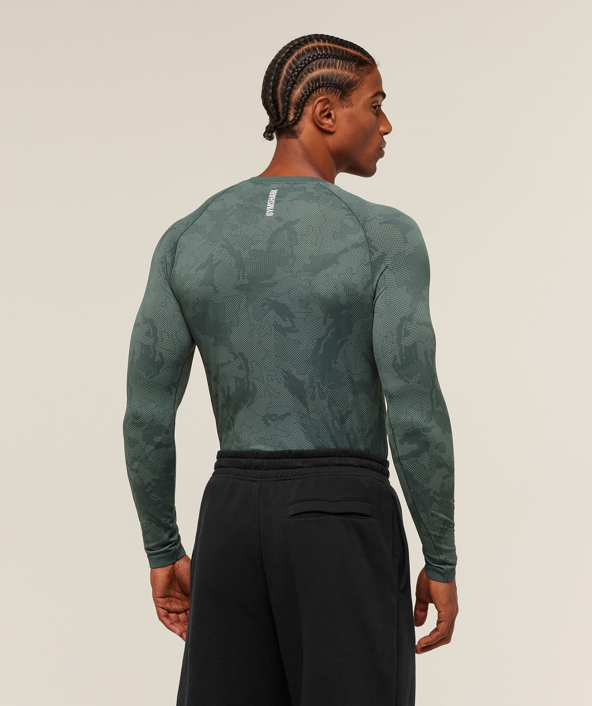 Gymshark Geo Seamless Long Sleeve Tee - Slate Teal/Denim Grey