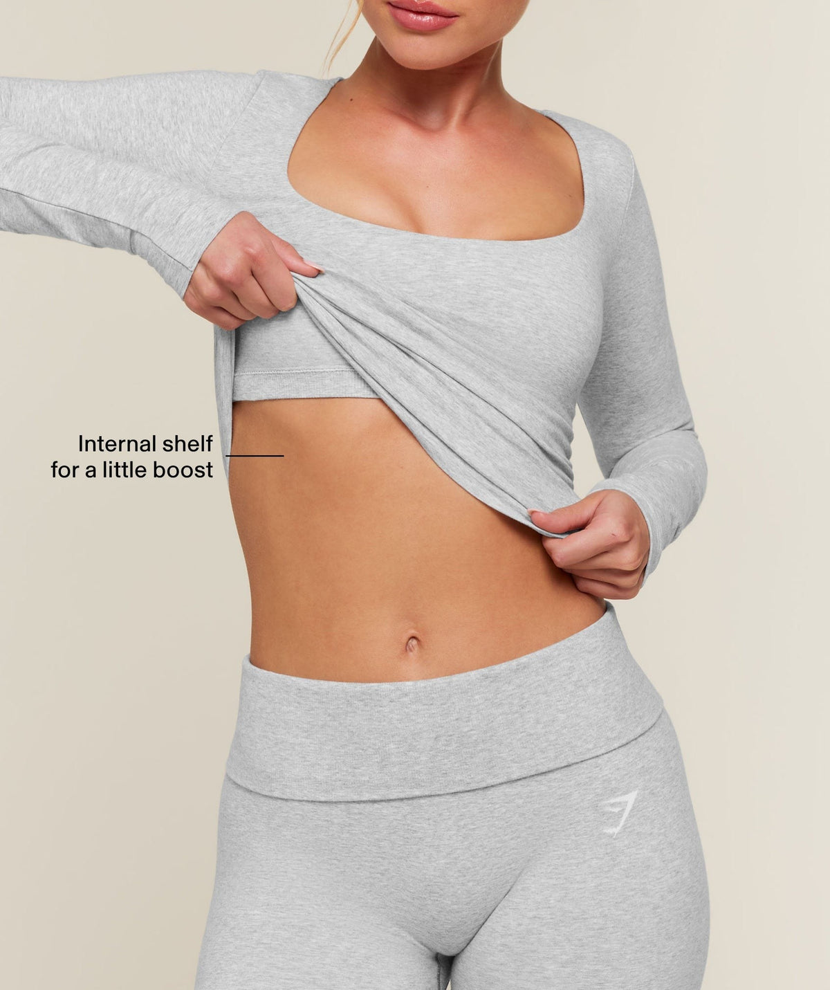 Gymshark CottonMoveTM Midi Long Sleeve Top - Soft Grey Marl