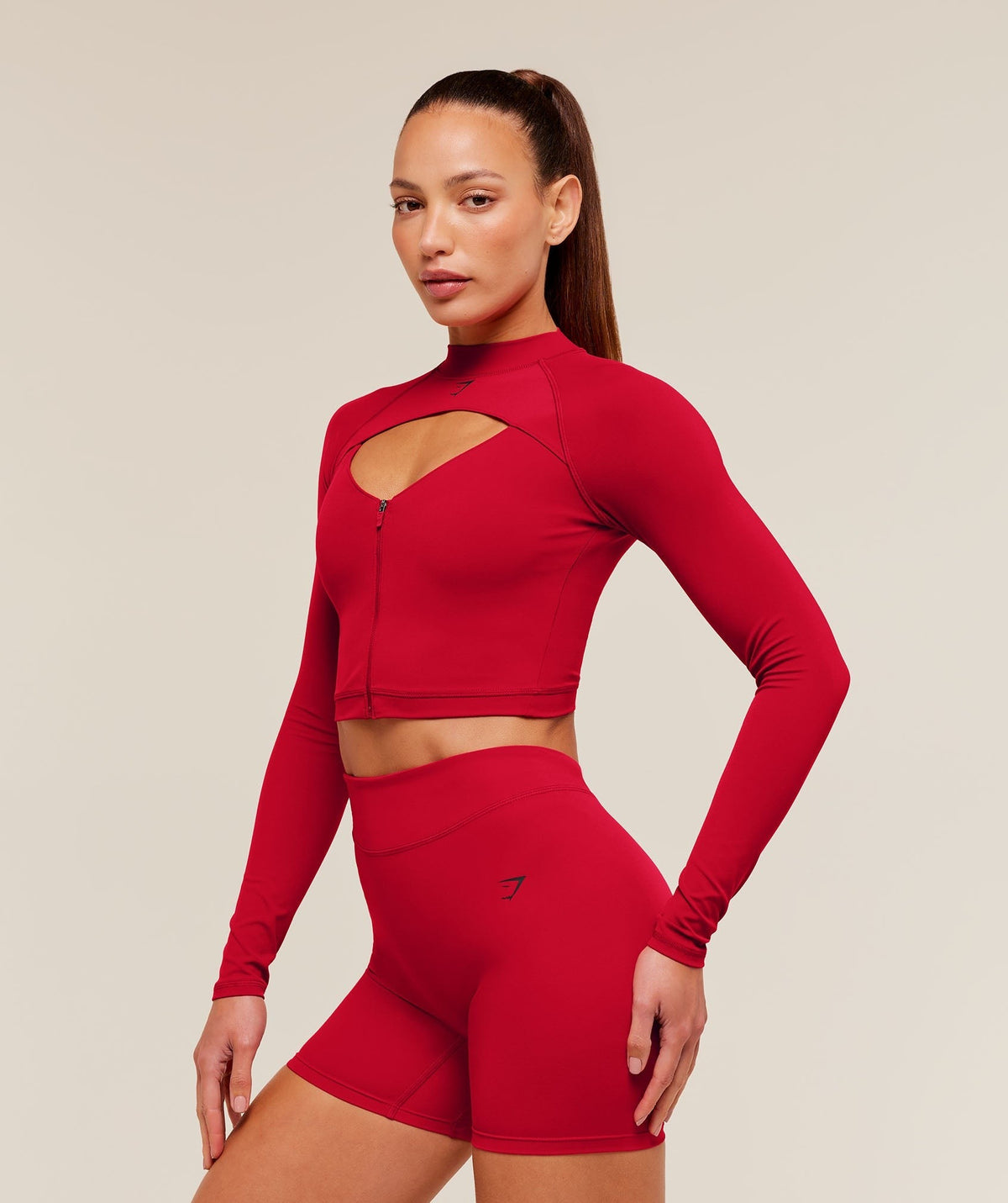 Gymshark Dipped Long Sleeve 1/4 Zip Jacket - Carmine Red