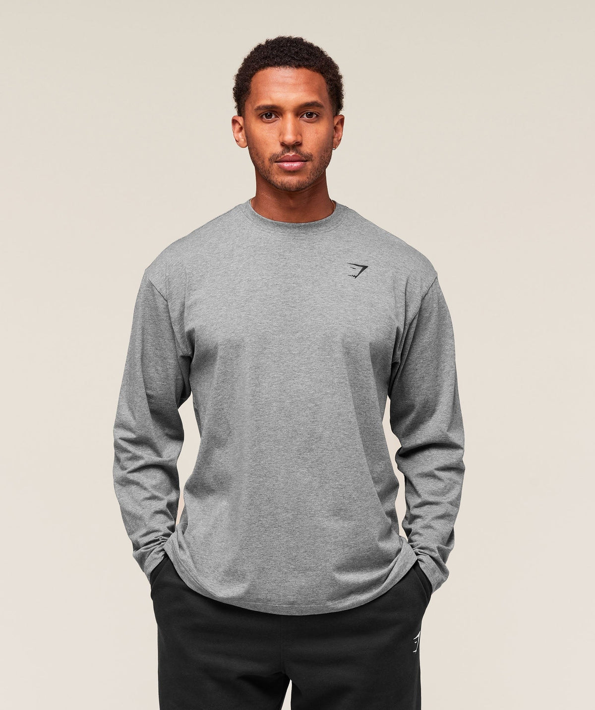 Gymshark Essential Oversized Long Sleeve Tee - Charcoal Core Marl