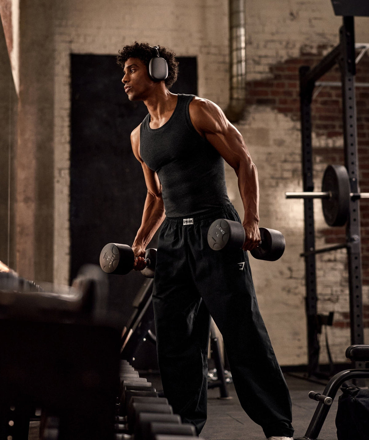 Gymshark Cotton Seamless Sleeveless Top - Black Marl