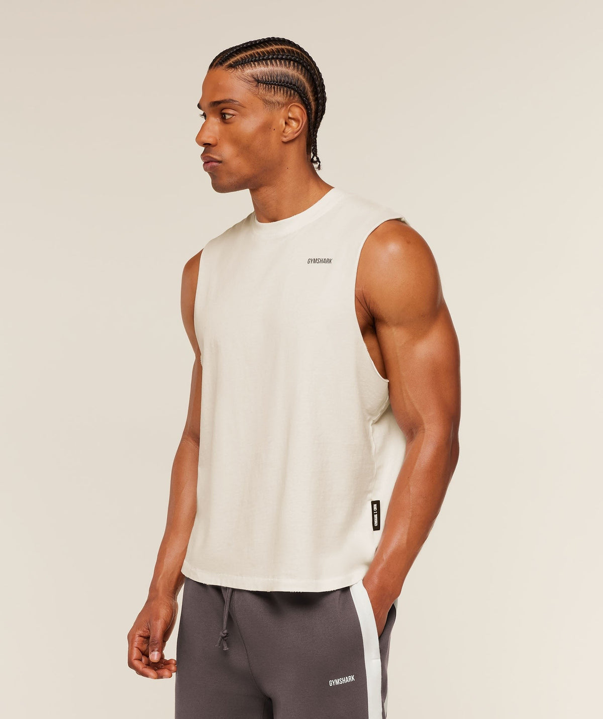 Gymshark x CBUM Washed Sleeveless Tee - Soft White