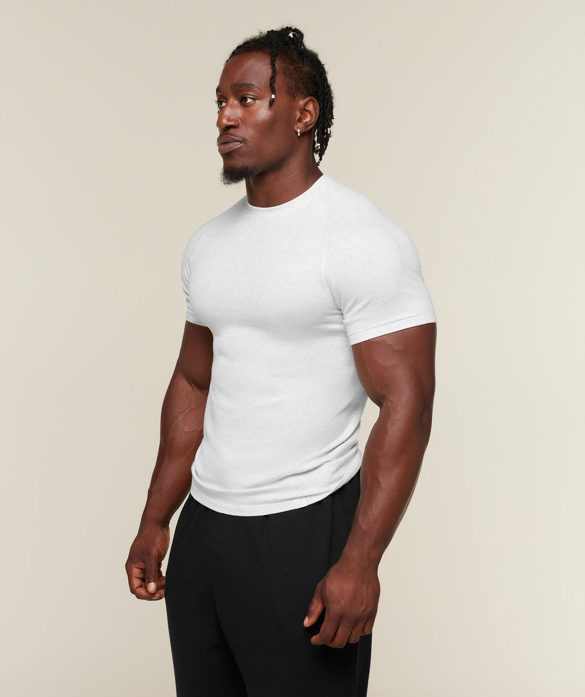 Gymshark Cotton Seamless Tee - White Grey Marl