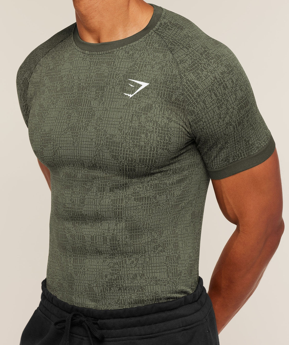 Gymshark Geo Seamless Grid Tee - Strength Green/Haze Green