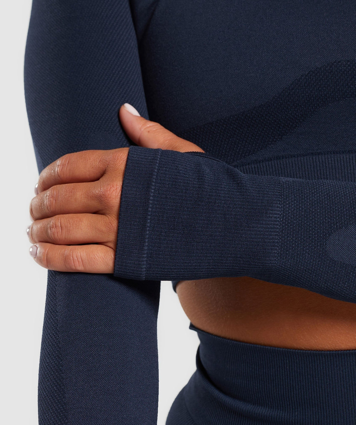 Gymshark Flex Long Sleeve Crop Top - Navy/Denim Blue