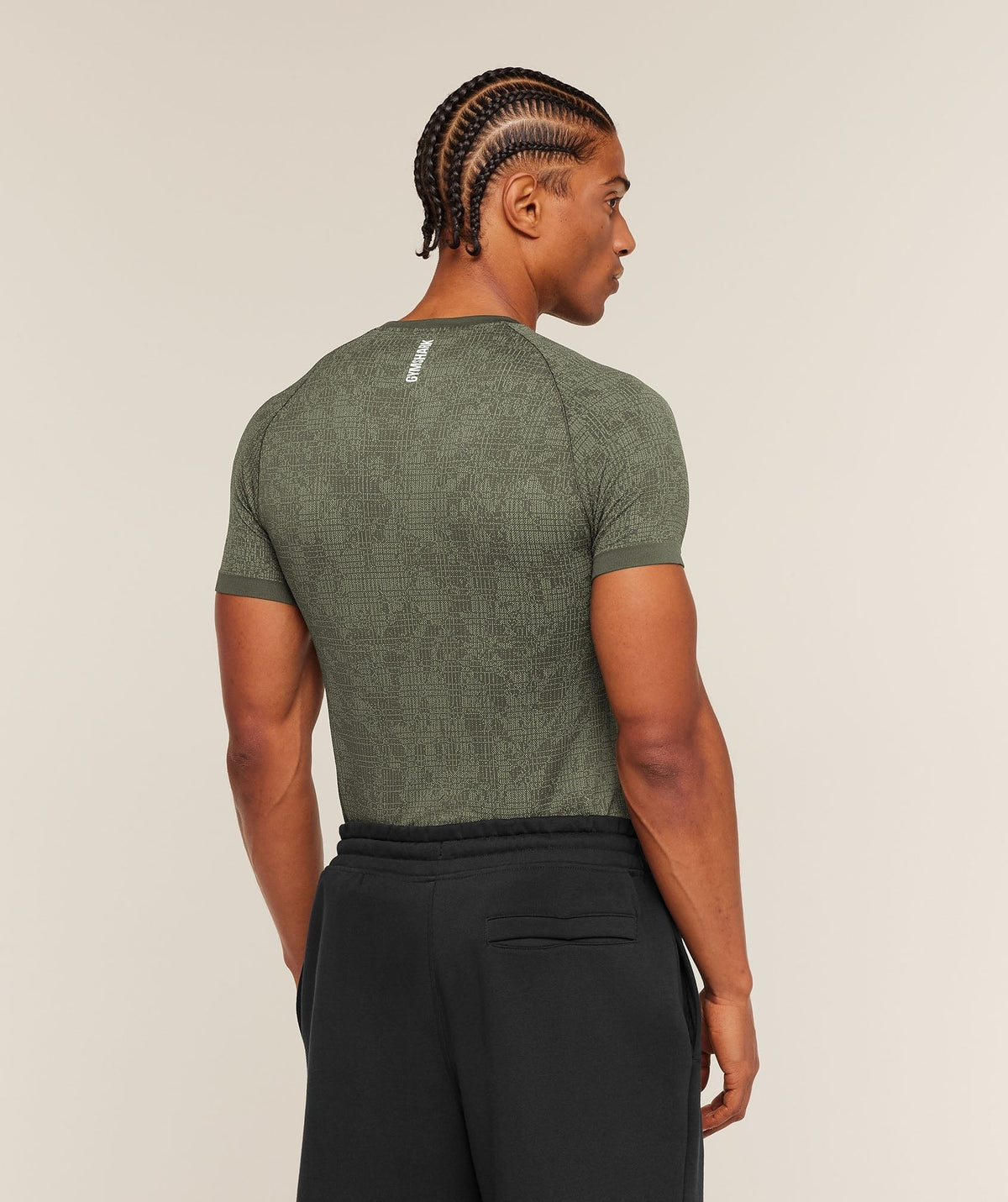 Gymshark Geo Seamless Grid Tee - Strength Green/Haze Green