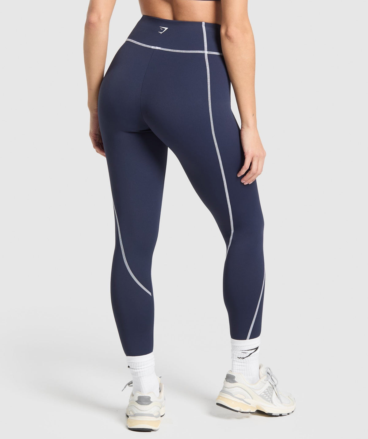Gymshark Retro Contrast Stitch Legging - Heavy Blue/White