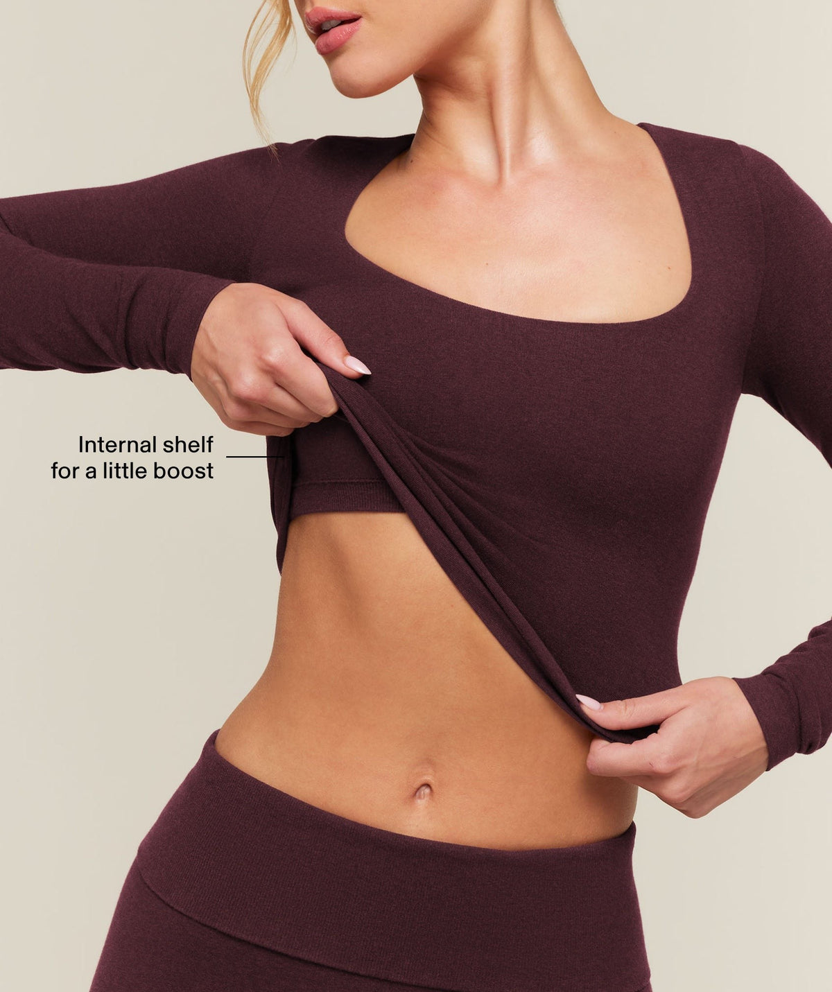 Gymshark CottonMoveTM Midi Long Sleeve Top - Calm Purple Marl