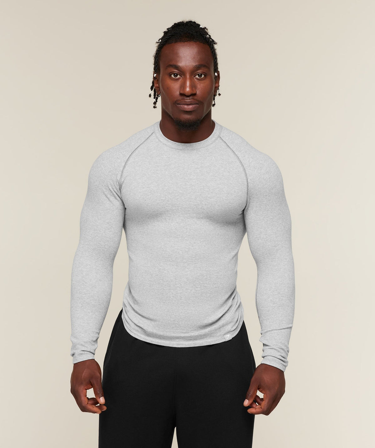 Gymshark Cotton Seamless Long Sleeve Tee - Soft Grey Marl