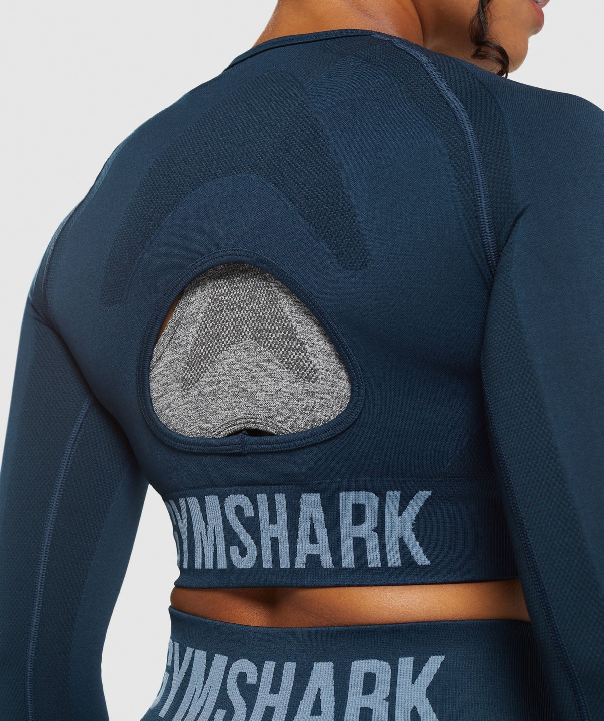 Gymshark Flex Long Sleeve Crop Top - Navy/Denim Blue