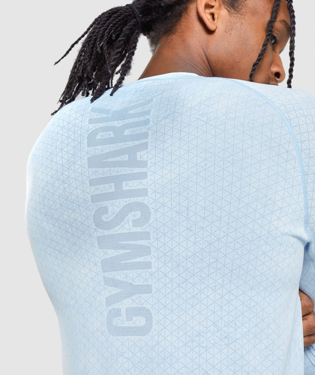 Gymshark Geo Seamless Long Sleeve Tee - White/Moonstone Blue