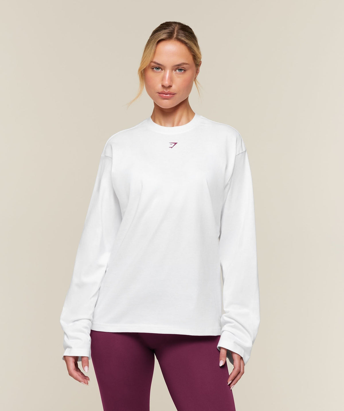 Gymshark For The Ones Who Show Up Graphic Long Sleeve Top - White