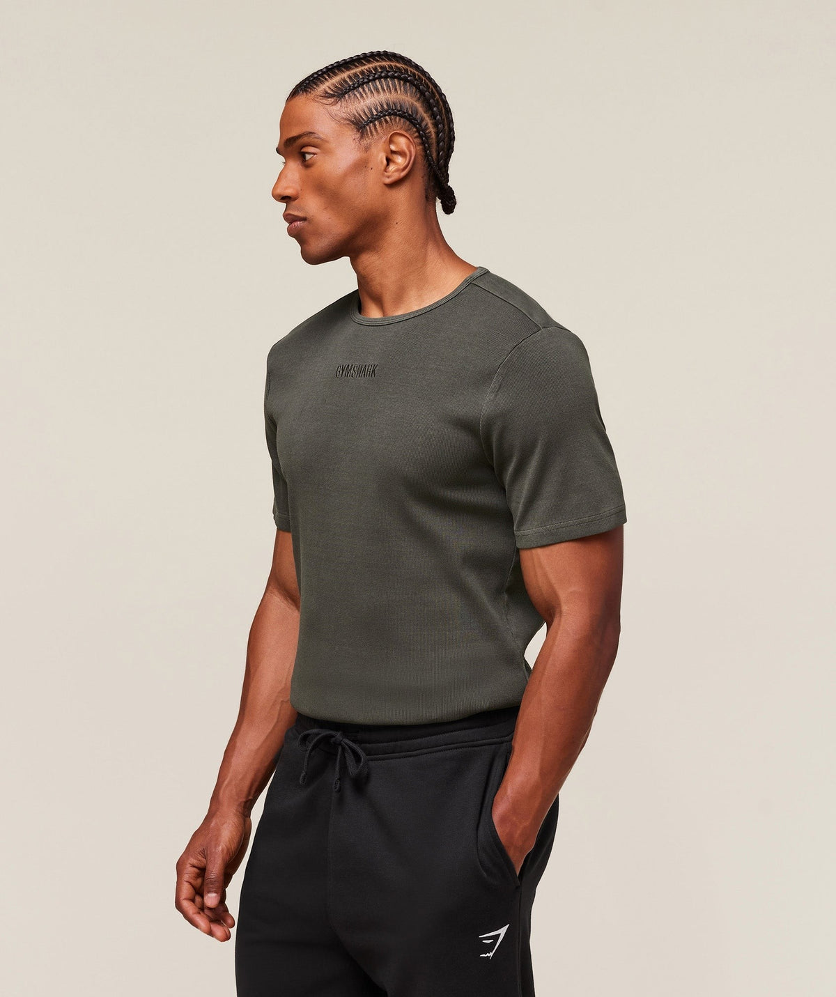 Gymshark Premium Washed Ribbed Tee - Strength Green