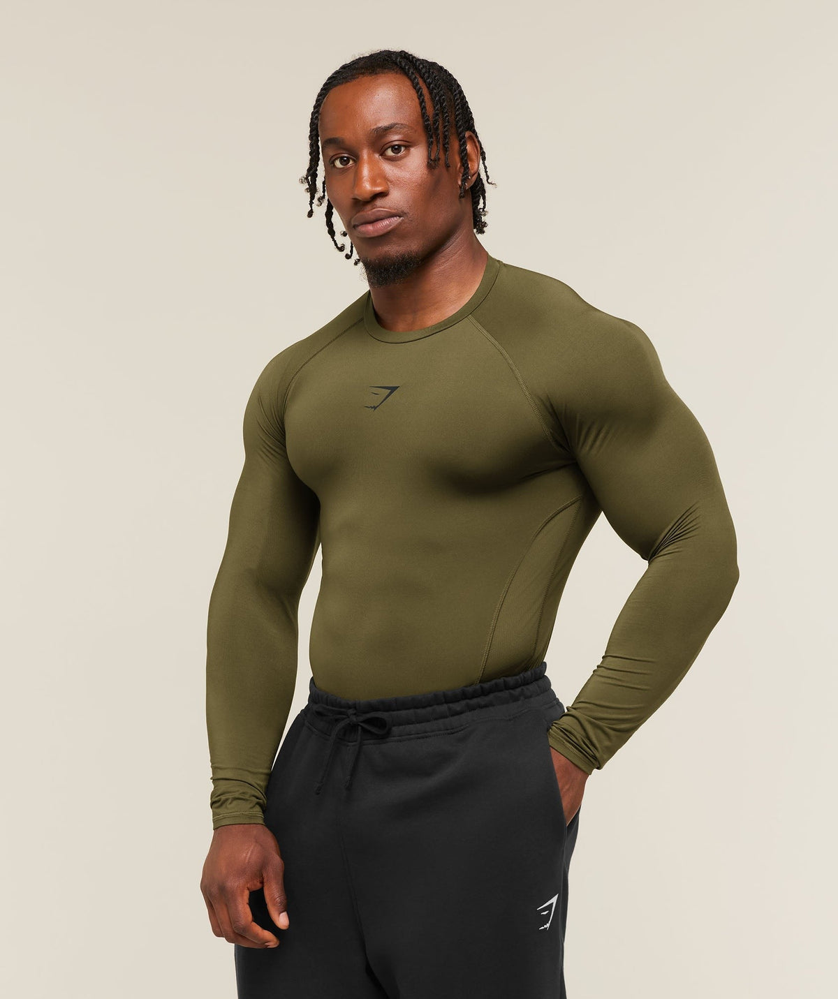Gymshark Element Baselayer Long Sleeve Tee - Canvas Green